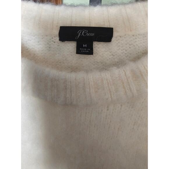 J Crew Women Puff Sleeve Fuzzy Crew Neck Sweater Supersoft Alpaca Wool Blend M - Picture 4 of 6
